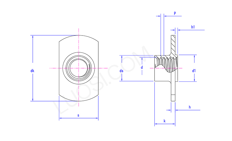 High Flange T Style Weld Nuts