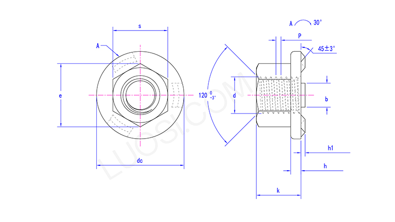 Flush-Mount Welding Flange Nut