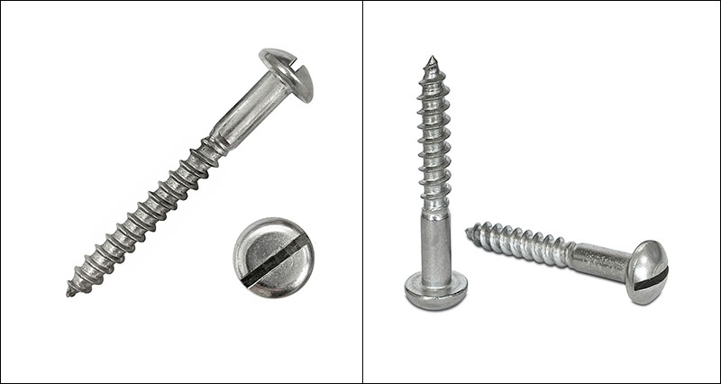 DIN 96 Slotted Round Head Single Thread Wood Screw